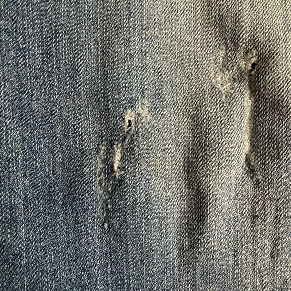 Nine West Gramercy Jeans Womens 12 Blue Skinny Ankle Distressed Measures 34 x 25 - Picture 7 of 10